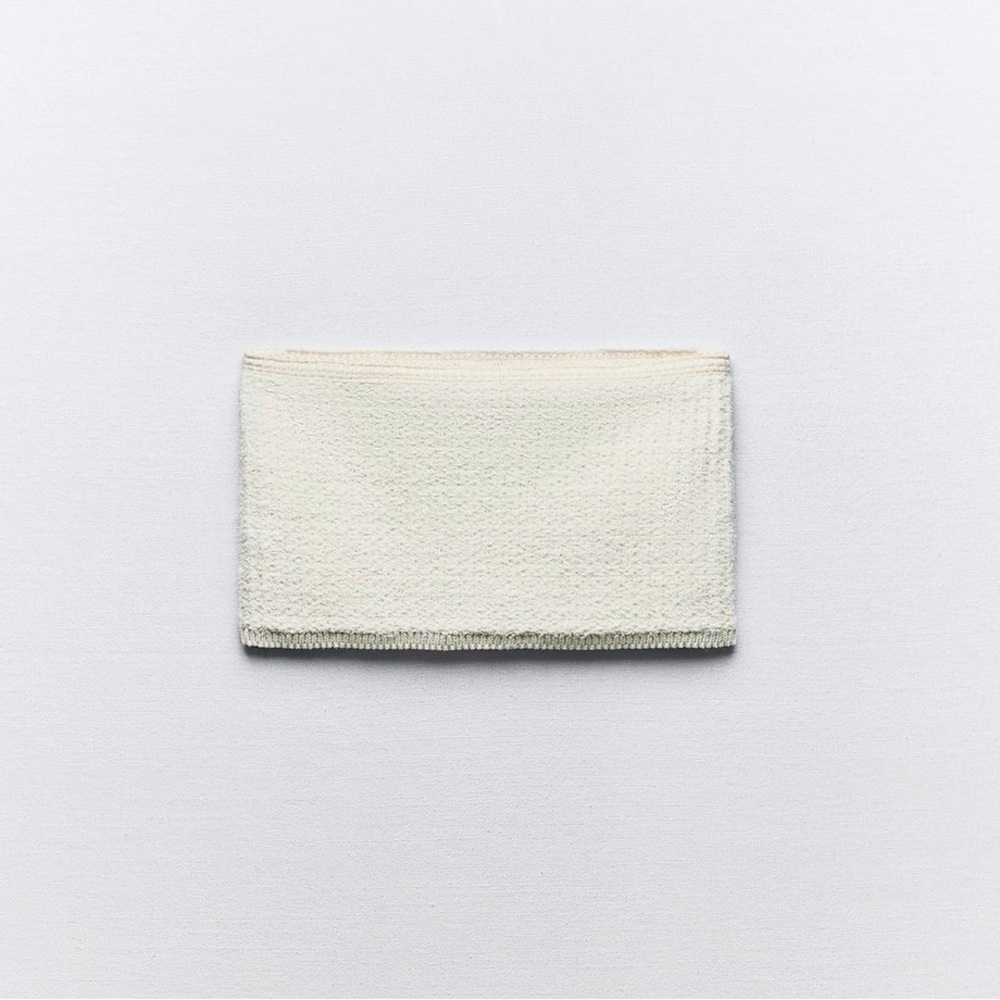 NWT ZARA STRUCTURED KNIT BANDEAU TOP white s